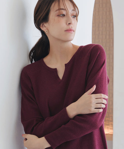 キーネックラメニットチュニック