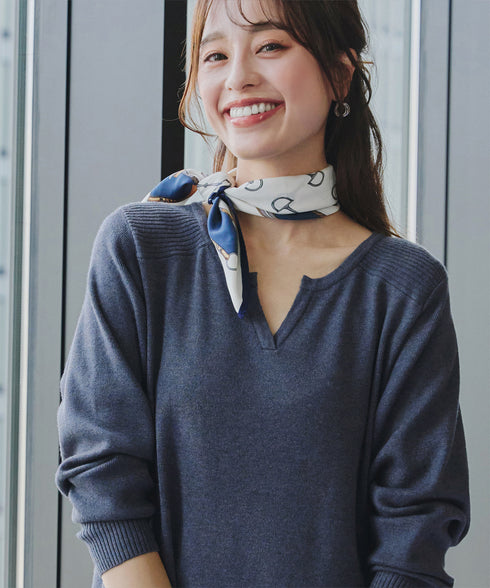 キーネックラメニットチュニック