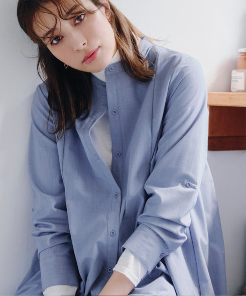 -TIA BASIC-バンドカラーシャツチュニック