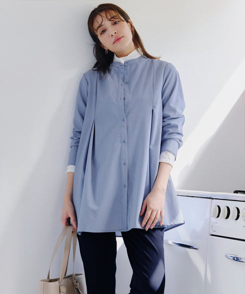 -TIA BASIC-バンドカラーシャツチュニック