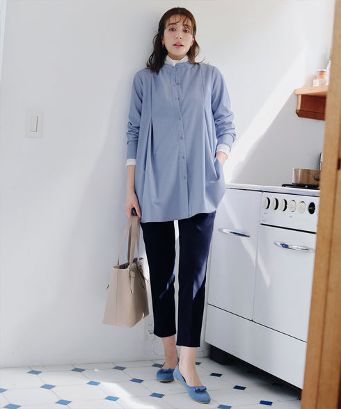 -TIA BASIC-バンドカラーシャツチュニック