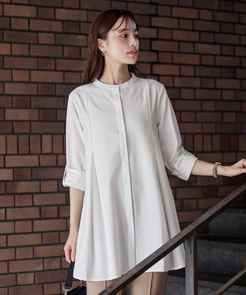 -TIA BASIC-バンドカラーシャツチュニック