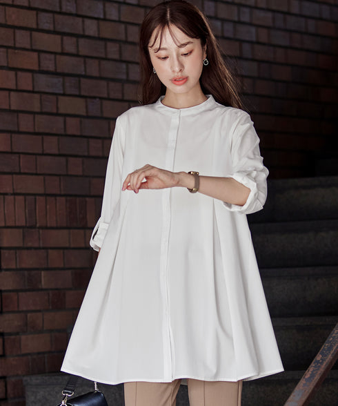 -TIA BASIC-バンドカラーシャツチュニック