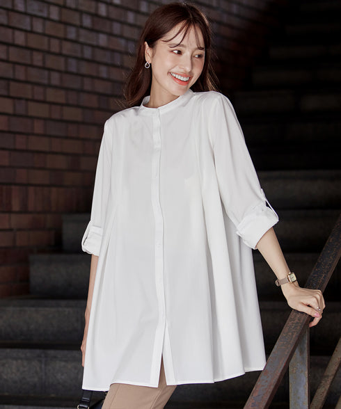 -TIA BASIC-バンドカラーシャツチュニック