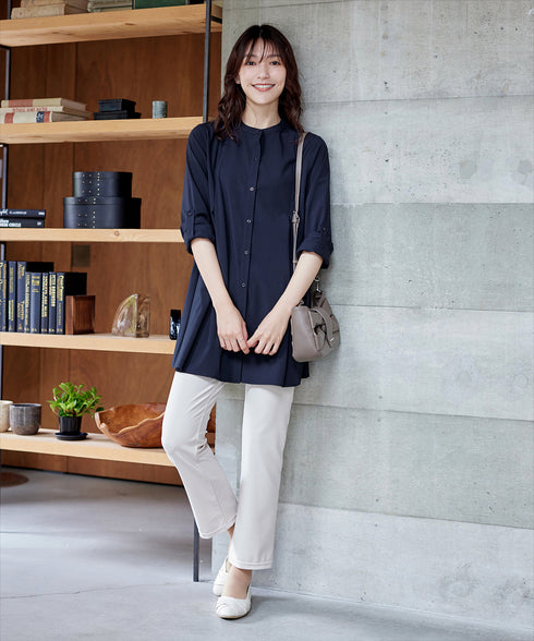 -TIA BASIC-バンドカラーシャツチュニック