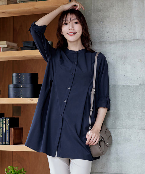 -TIA BASIC-バンドカラーシャツチュニック