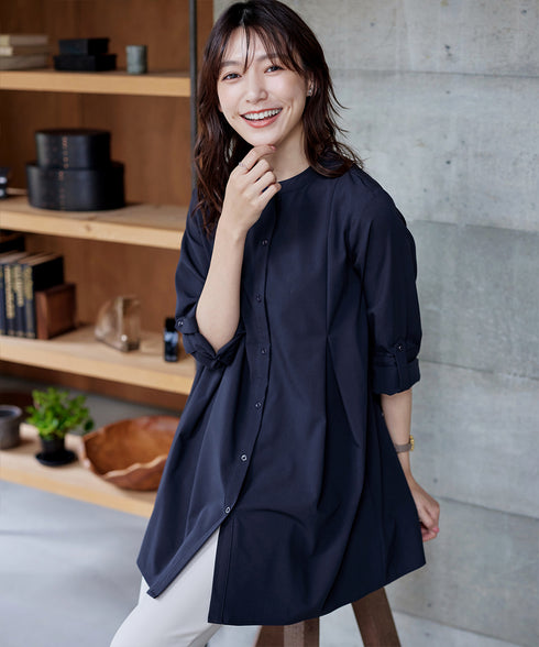 -TIA BASIC-バンドカラーシャツチュニック