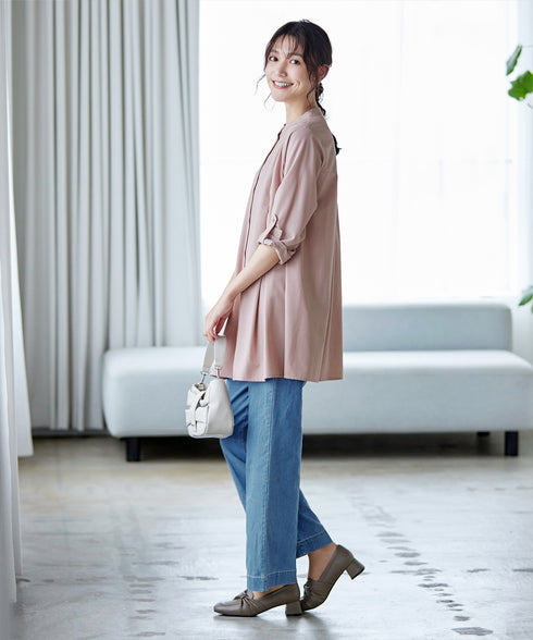 -TIA BASIC-バンドカラーシャツチュニック