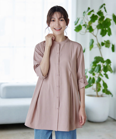 -TIA BASIC-バンドカラーシャツチュニック