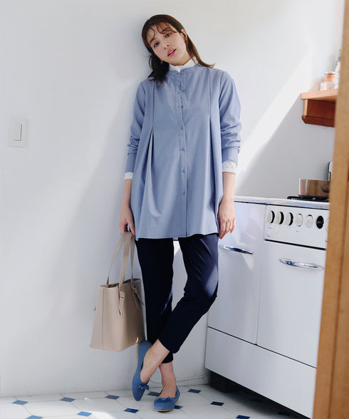 -TIA BASIC-バンドカラーシャツチュニック