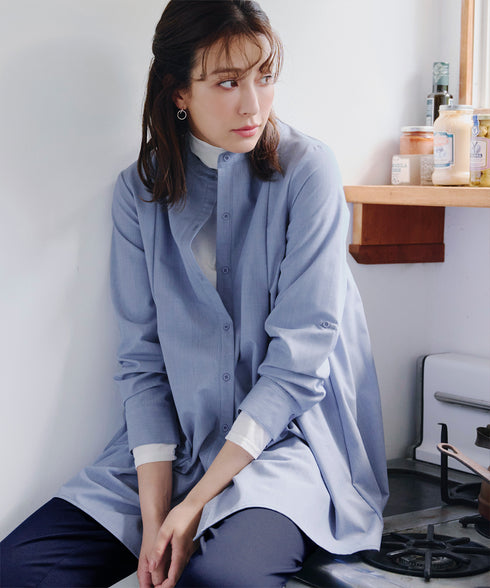 -TIA BASIC-バンドカラーシャツチュニック