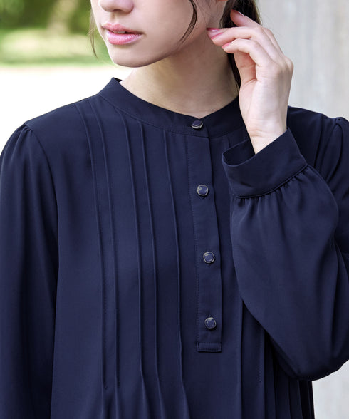 【新色追加・スマート裏起毛】ピンタックシャツチュニック