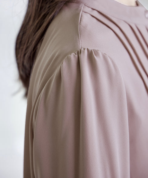 【新色追加・スマート裏起毛】ピンタックシャツチュニック