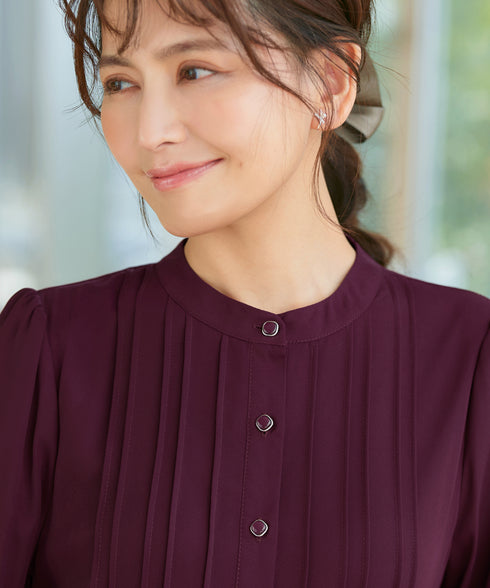 【新色追加・スマート裏起毛】ピンタックシャツチュニック