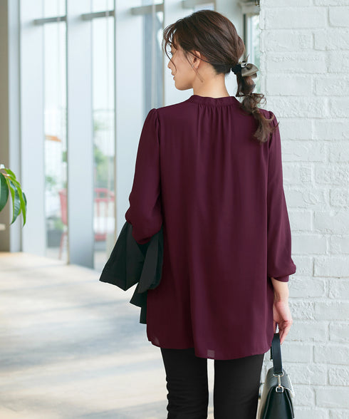 【新色追加・スマート裏起毛】ピンタックシャツチュニック