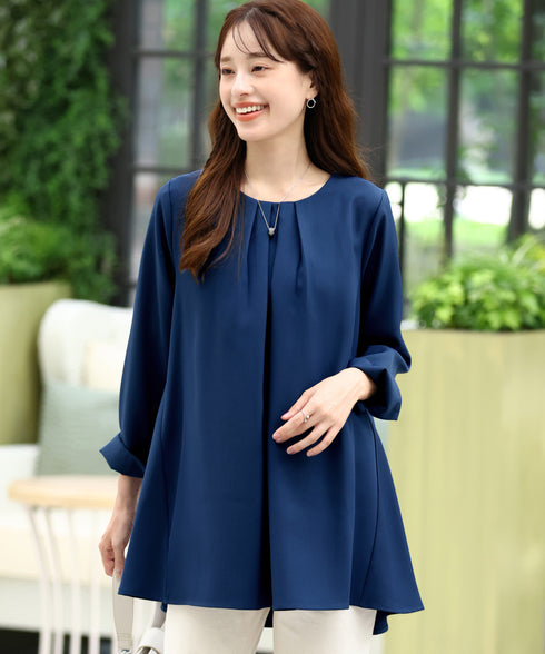 【クリアランスセール】フロントタックバックギャザーフレアチュニック