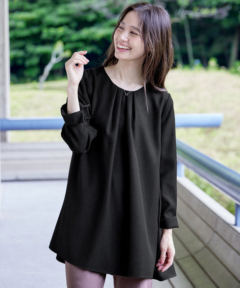 【クリアランスセール】フロントタックバックギャザーフレアチュニック