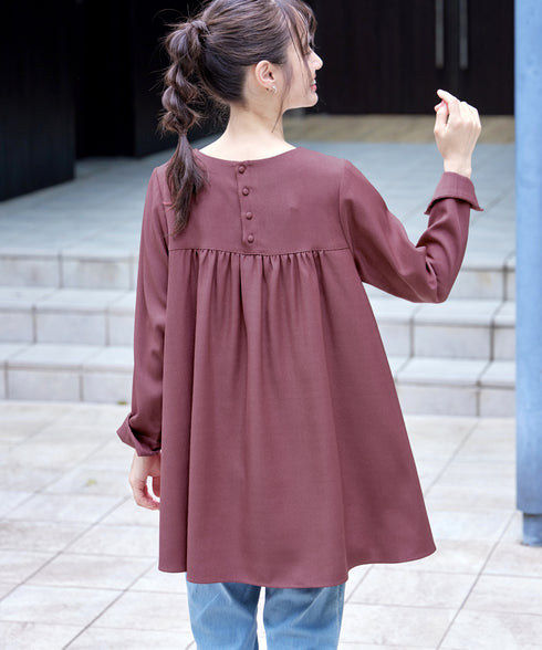 【クリアランスセール】フロントタックバックギャザーフレアチュニック