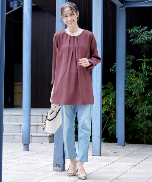 【クリアランスセール】フロントタックバックギャザーフレアチュニック