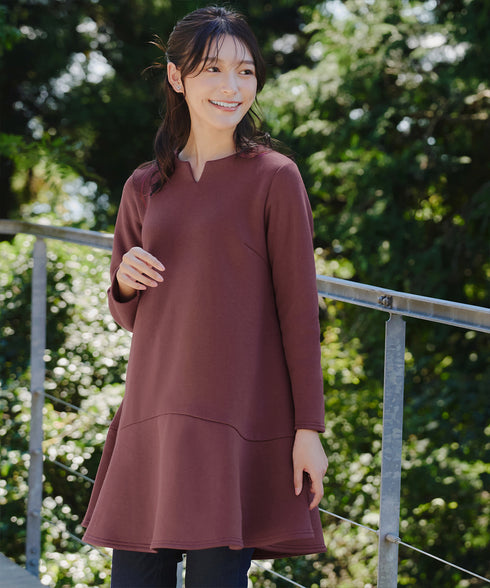 裏起毛フレアワンピチュニック