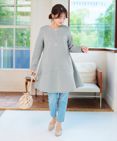 裏起毛フレアワンピチュニック