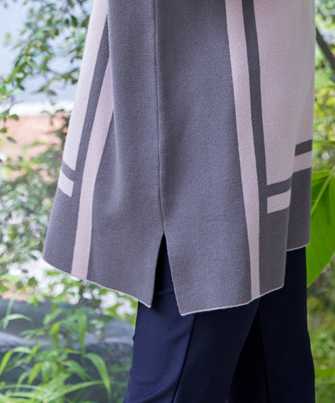 配色ニットチュニック