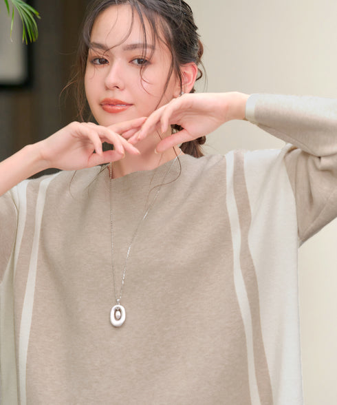 配色ニットチュニック