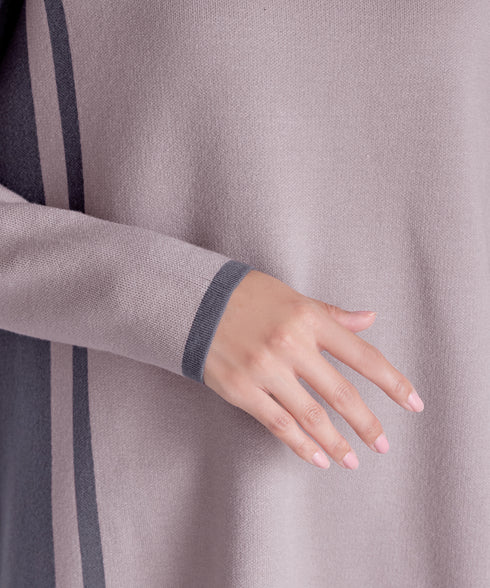 配色ニットチュニック