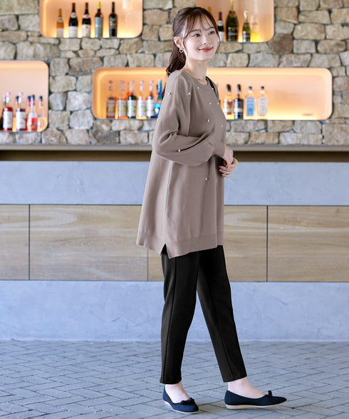 パール付きニットチュニック