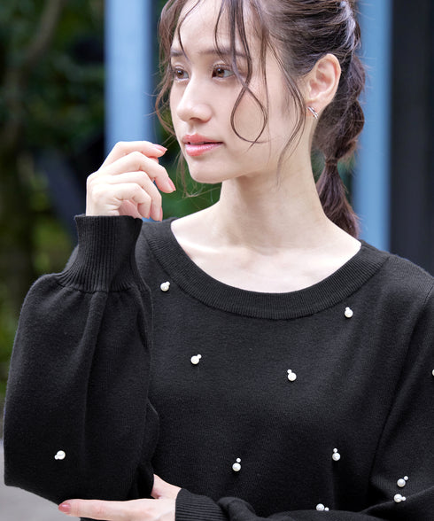 パール付きニットチュニック