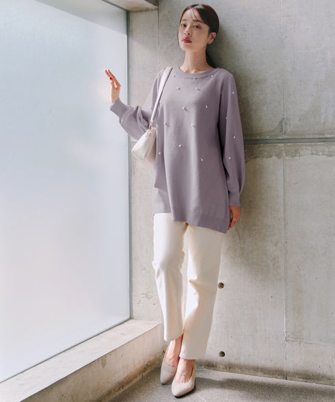 パール付きニットチュニック