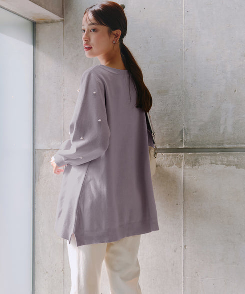 パール付きニットチュニック