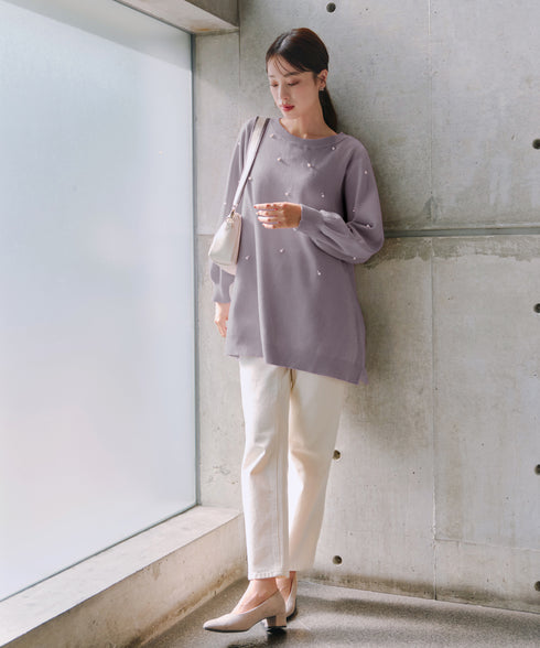 パール付きニットチュニック