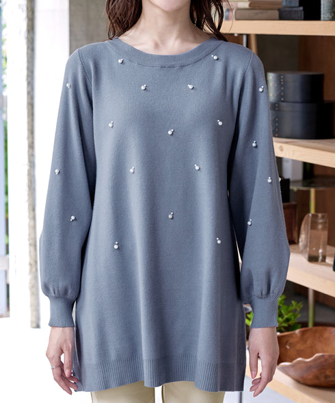 パール付きニットチュニック