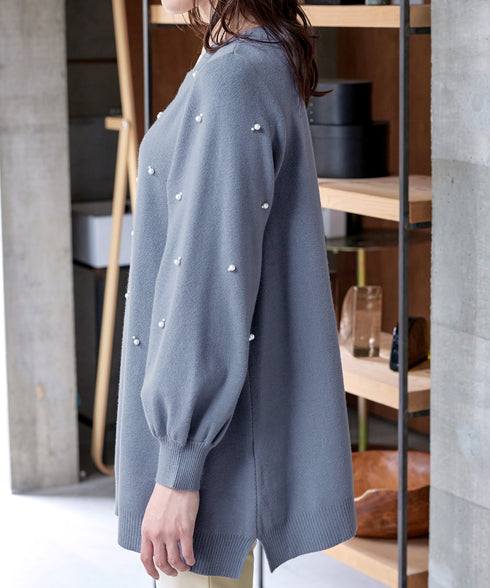 パール付きニットチュニック