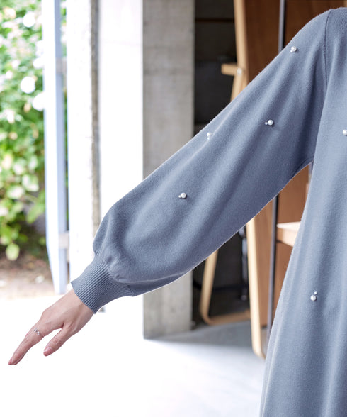 パール付きニットチュニック