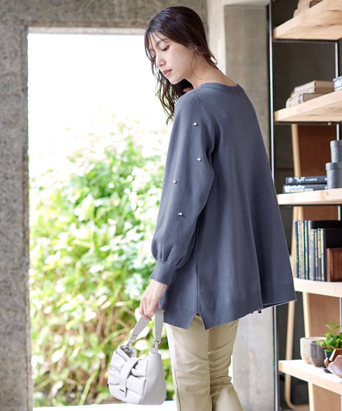 パール付きニットチュニック