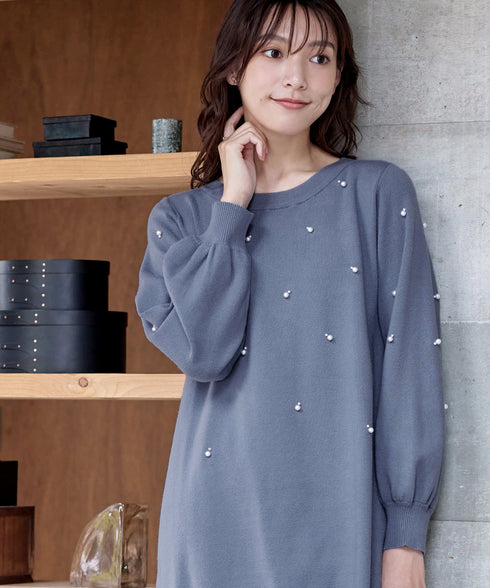 パール付きニットチュニック