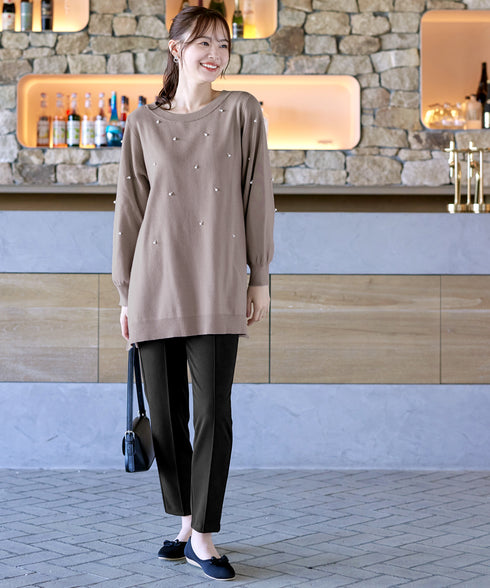 パール付きニットチュニック