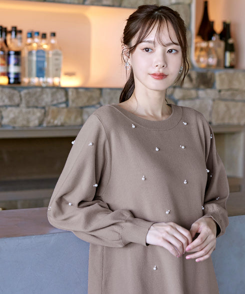 パール付きニットチュニック