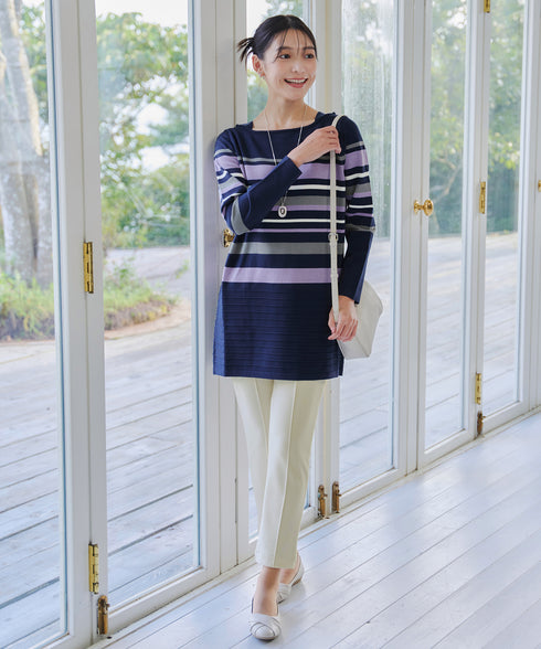 マルチボーダーニットチュニック