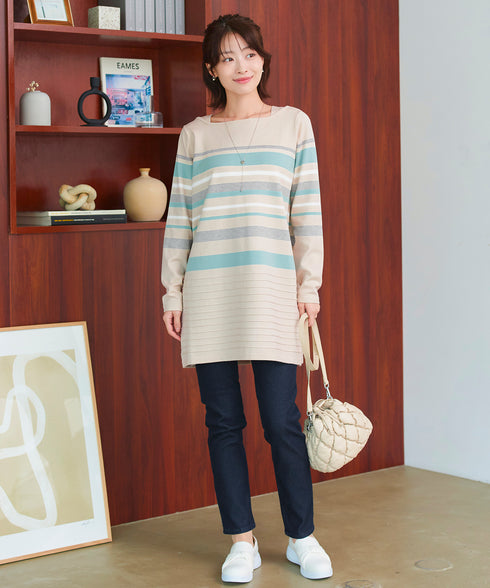 マルチボーダーニットチュニック