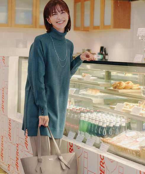 【安田美沙子さん着用 / 選べる2type】ボタンニットチュニック