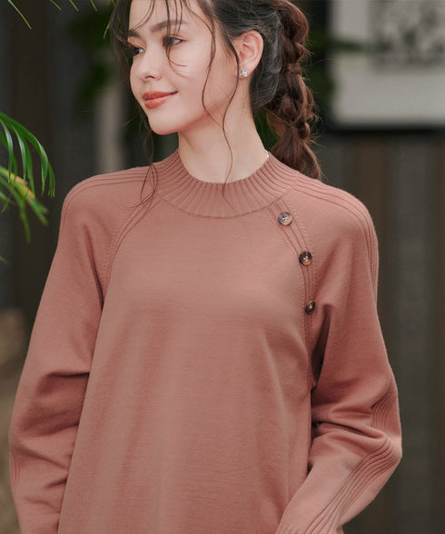 【安田美沙子さん着用 / 選べる2type】ボタンニットチュニック