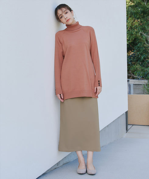 【安田美沙子さん着用 / 選べる2type】ボタンニットチュニック