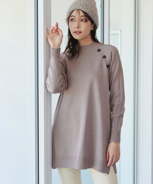 【安田美沙子さん着用 / 選べる2type】ボタンニットチュニック