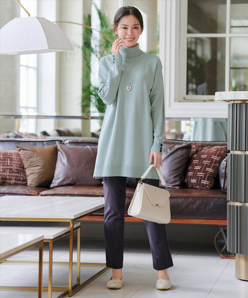 【安田美沙子さん着用 / 選べる2type】ボタンニットチュニック