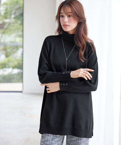 【安田美沙子さん着用 / 選べる2type】ボタンニットチュニック