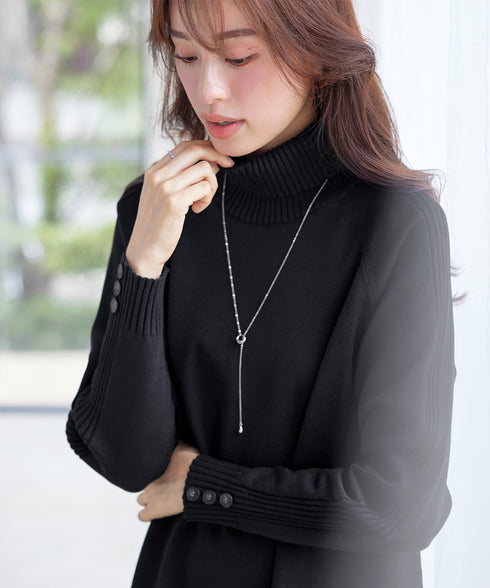 【安田美沙子さん着用 / 選べる2type】ボタンニットチュニック