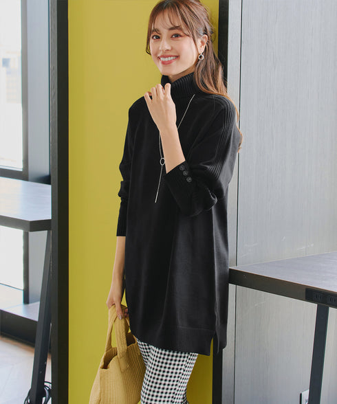 【安田美沙子さん着用 / 選べる2type】ボタンニットチュニック